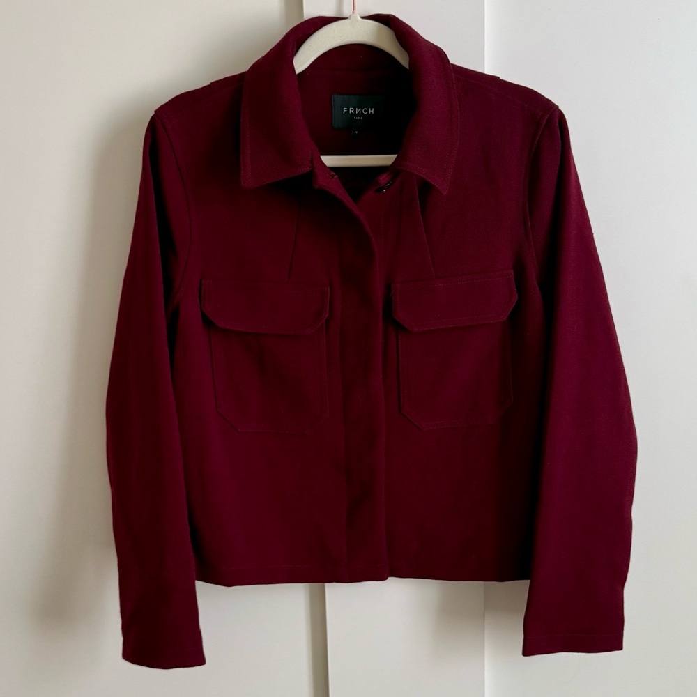FRNCH Paris Jacket Merlot Coat Contemporary Trend Barn Blazer French Girl Vibe - Picture 8 of 8